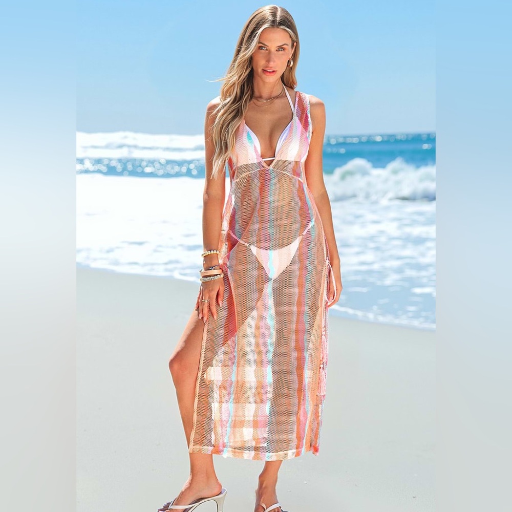 Cupshe Sheer Vibrant Beach Cover-Up